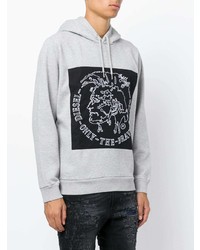 grauer bedruckter Pullover mit einem Kapuze von Diesel