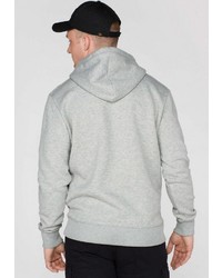 grauer bedruckter Pullover mit einem Kapuze von Alpha Industries