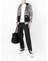 grauer bedruckter Pullover mit einem Kapuze von VERSACE JEANS COUTURE