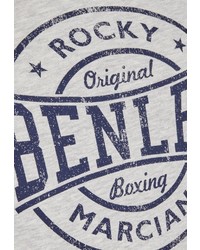 grauer bedruckter Pullover mit einem Kapuze von BENLEE Rocky Marciano