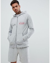 grauer bedruckter Pullover mit einem Kapuze von Calvin Klein