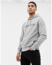 grauer bedruckter Pullover mit einem Kapuze von Calvin Klein