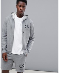 grauer bedruckter Pullover mit einem Kapuze von Calvin Klein Performance