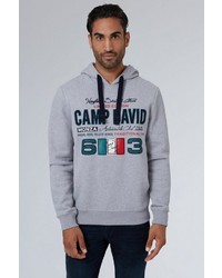 grauer bedruckter Pullover mit einem Kapuze von Camp David