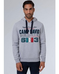 grauer bedruckter Pullover mit einem Kapuze von Camp David