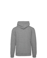 grauer bedruckter Pullover mit einem Kapuze von Champion