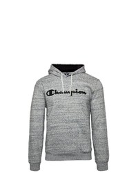 grauer bedruckter Pullover mit einem Kapuze von Champion