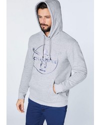 grauer bedruckter Pullover mit einem Kapuze von Chiemsee