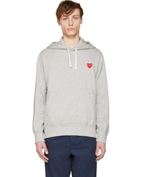 grauer bedruckter Pullover mit einem Kapuze von Comme Des Garcons Play