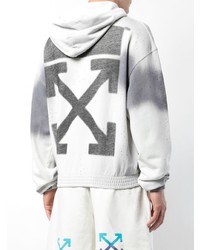 grauer bedruckter Pullover mit einem Kapuze von Off-White