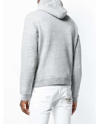 grauer bedruckter Pullover mit einem Kapuze von DSQUARED2