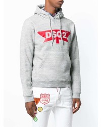 grauer bedruckter Pullover mit einem Kapuze von DSQUARED2