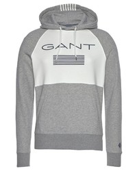 grauer bedruckter Pullover mit einem Kapuze von Gant