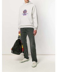 grauer bedruckter Pullover mit einem Kapuze von Balenciaga