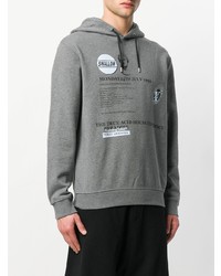 grauer bedruckter Pullover mit einem Kapuze von McQ Alexander McQueen