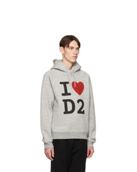 grauer bedruckter Pullover mit einem Kapuze von DSQUARED2