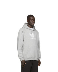 grauer bedruckter Pullover mit einem Kapuze von adidas Originals