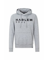 grauer bedruckter Pullover mit einem Kapuze von Harlem Soul