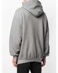 grauer bedruckter Pullover mit einem Kapuze von Balenciaga