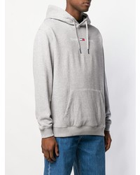 grauer bedruckter Pullover mit einem Kapuze von Tommy Jeans