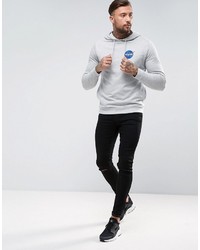 grauer bedruckter Pullover mit einem Kapuze von Asos