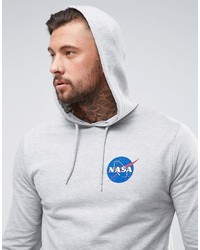 grauer bedruckter Pullover mit einem Kapuze von Asos