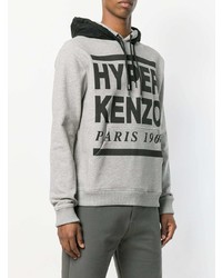 grauer bedruckter Pullover mit einem Kapuze von Kenzo