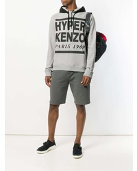 grauer bedruckter Pullover mit einem Kapuze von Kenzo