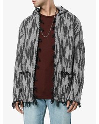 grauer bedruckter Pullover mit einem Kapuze von Saint Laurent