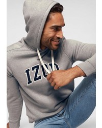 grauer bedruckter Pullover mit einem Kapuze von Izod