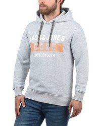 grauer bedruckter Pullover mit einem Kapuze von Jack & Jones