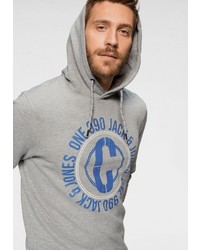 grauer bedruckter Pullover mit einem Kapuze von Jack & Jones