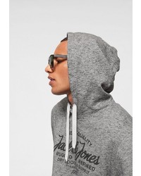 grauer bedruckter Pullover mit einem Kapuze von Jack & Jones