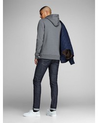 grauer bedruckter Pullover mit einem Kapuze von Jack & Jones