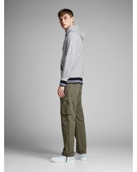 grauer bedruckter Pullover mit einem Kapuze von Jack & Jones