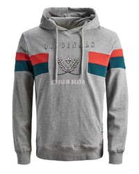 grauer bedruckter Pullover mit einem Kapuze von Jack & Jones