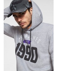 grauer bedruckter Pullover mit einem Kapuze von Jack & Jones