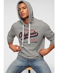 grauer bedruckter Pullover mit einem Kapuze von Jack & Jones