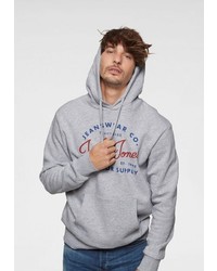 grauer bedruckter Pullover mit einem Kapuze von Jack & Jones