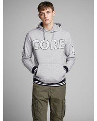 grauer bedruckter Pullover mit einem Kapuze von Jack & Jones