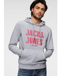 grauer bedruckter Pullover mit einem Kapuze von Jack & Jones