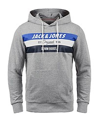 grauer bedruckter Pullover mit einem Kapuze von Jack & Jones