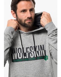 grauer bedruckter Pullover mit einem Kapuze von Jack Wolfskin