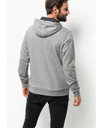 grauer bedruckter Pullover mit einem Kapuze von Jack Wolfskin