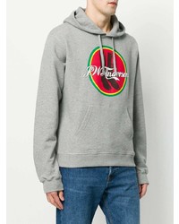 grauer bedruckter Pullover mit einem Kapuze von JW Anderson