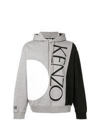 grauer bedruckter Pullover mit einem Kapuze von Kenzo