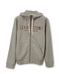 grauer bedruckter Pullover mit einem Kapuze von Lexington