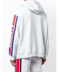 grauer bedruckter Pullover mit einem Kapuze von Marcelo Burlon County of Milan