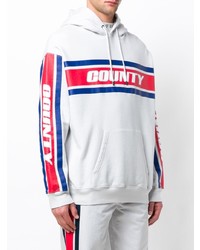 grauer bedruckter Pullover mit einem Kapuze von Marcelo Burlon County of Milan