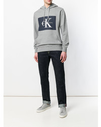 grauer bedruckter Pullover mit einem Kapuze von Calvin Klein Jeans